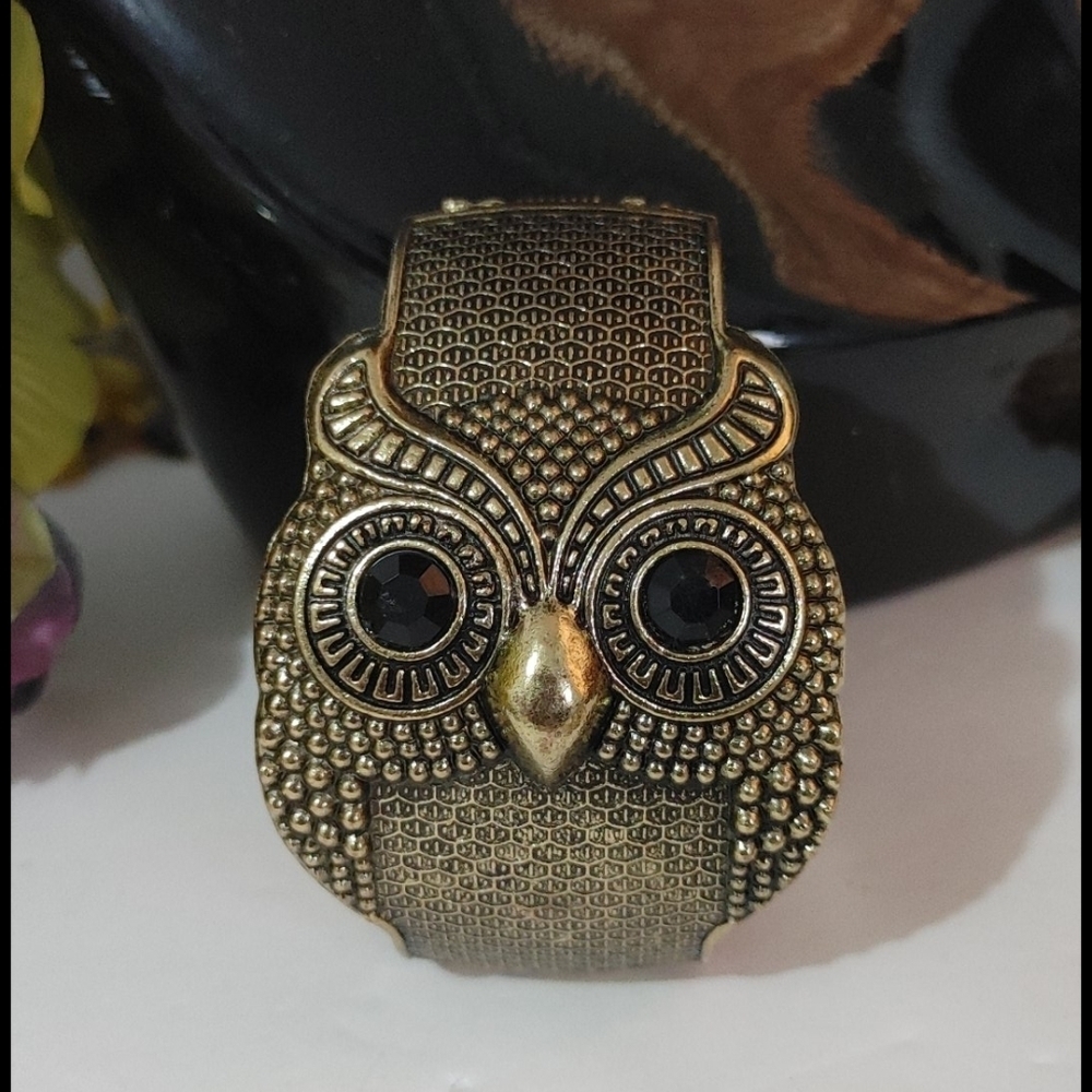 Bronze Owl Hinged / Clamper Bracelet